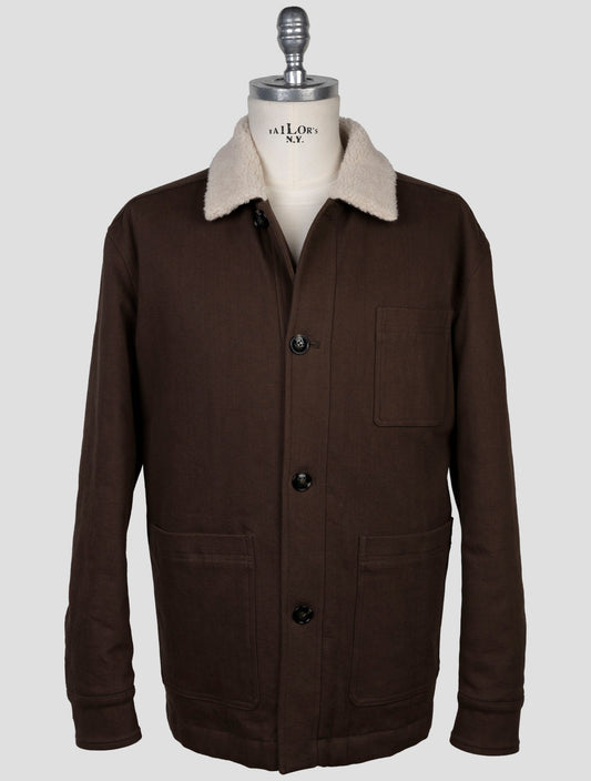 Kiton Brown Cotton Ea Coat