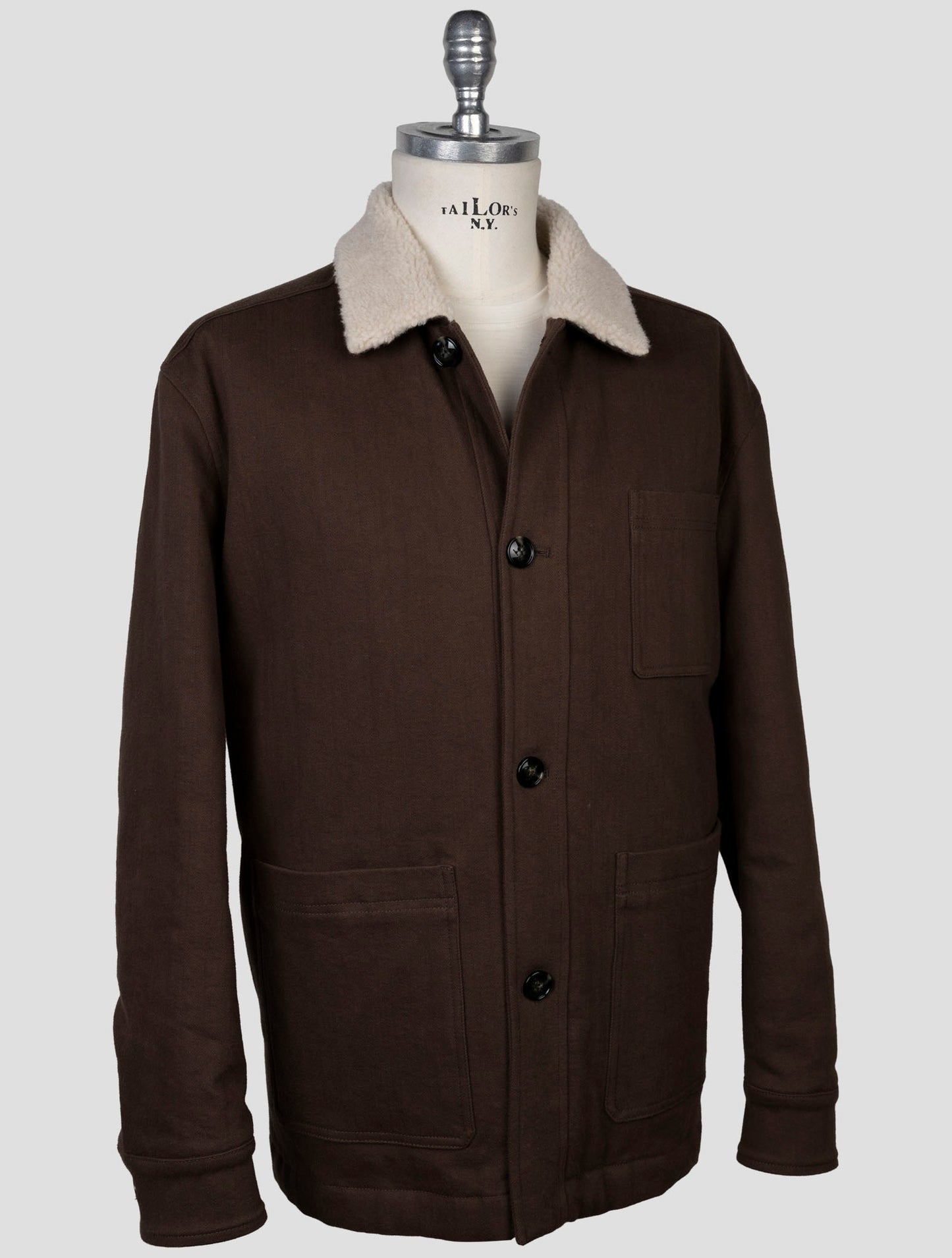 Kiton Brown Cotton Ea Coat