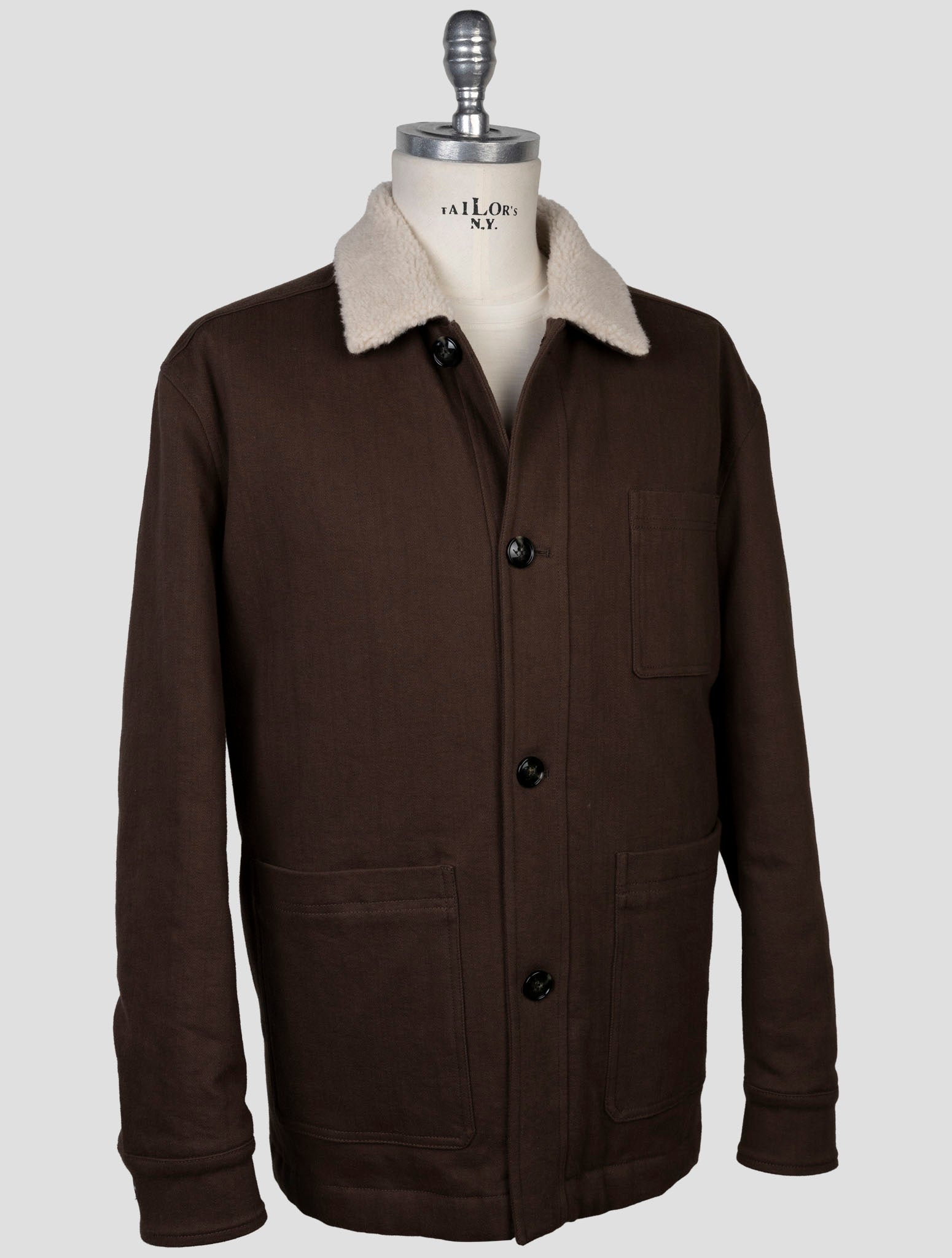 Kiton Brown Cotton Ea Coat
