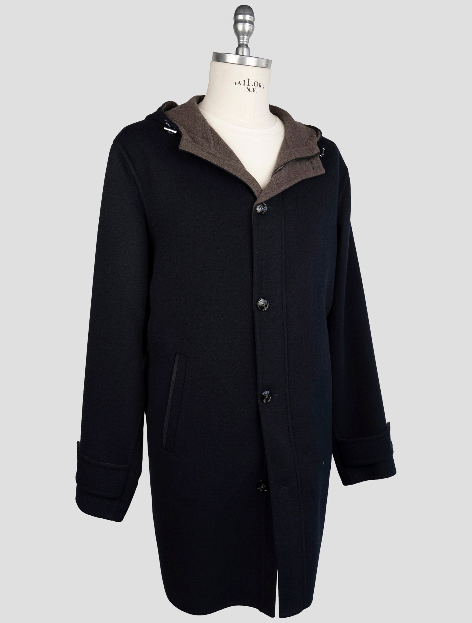 Kiton Blue Fleece Wool Cashmere Overcoat
