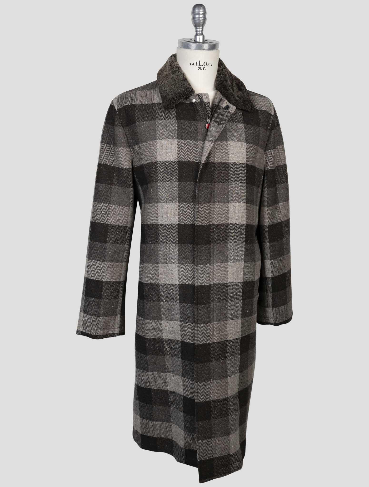 Kiton Brown Virgin Wool Overcoat