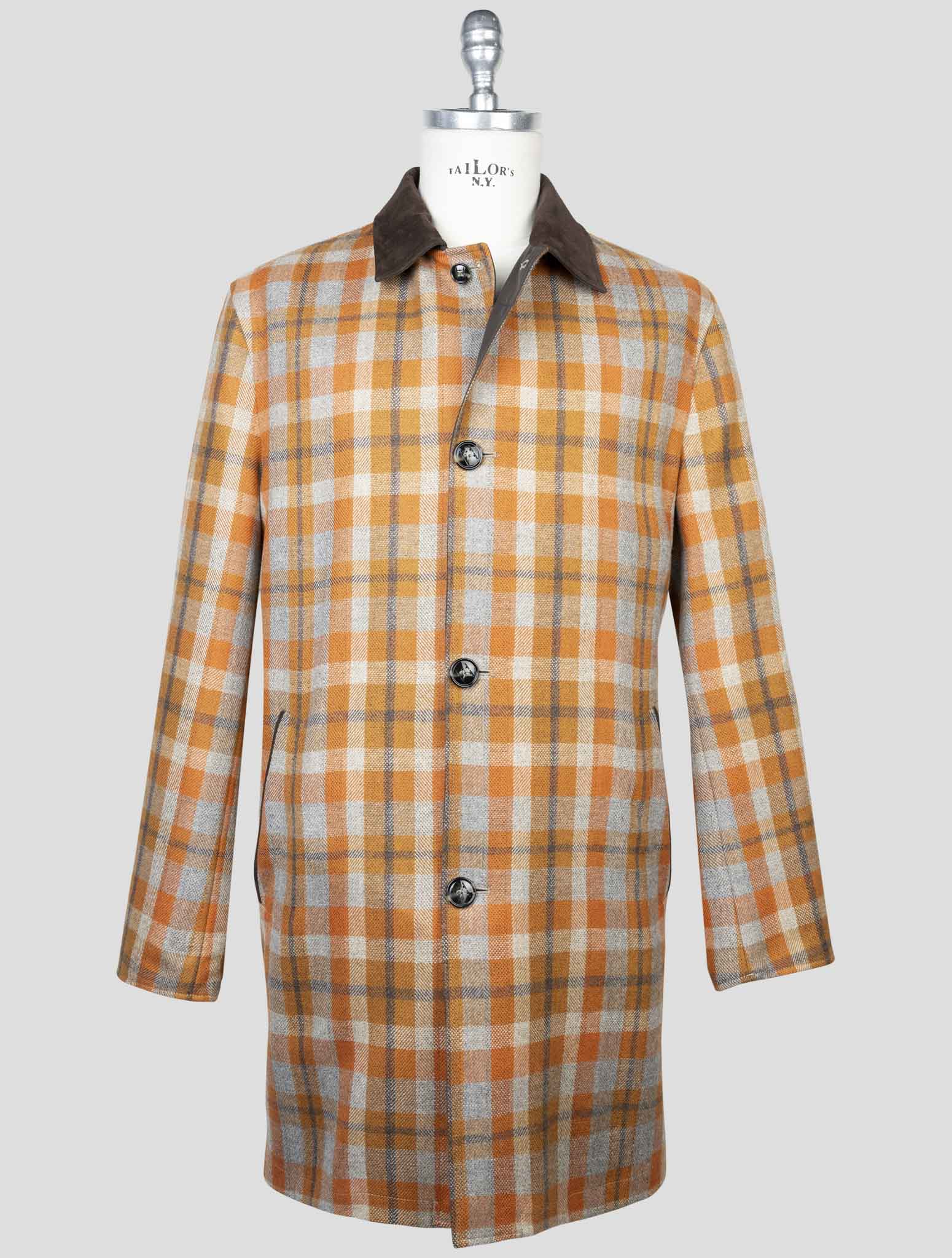 kiton Multicolor Cashmere Virgin Wool Pl Overcoat Reverse