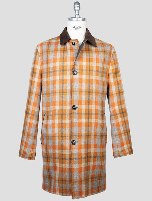 kiton Multicolor Cashmere Virgin Wool Pl Overcoat Reverse