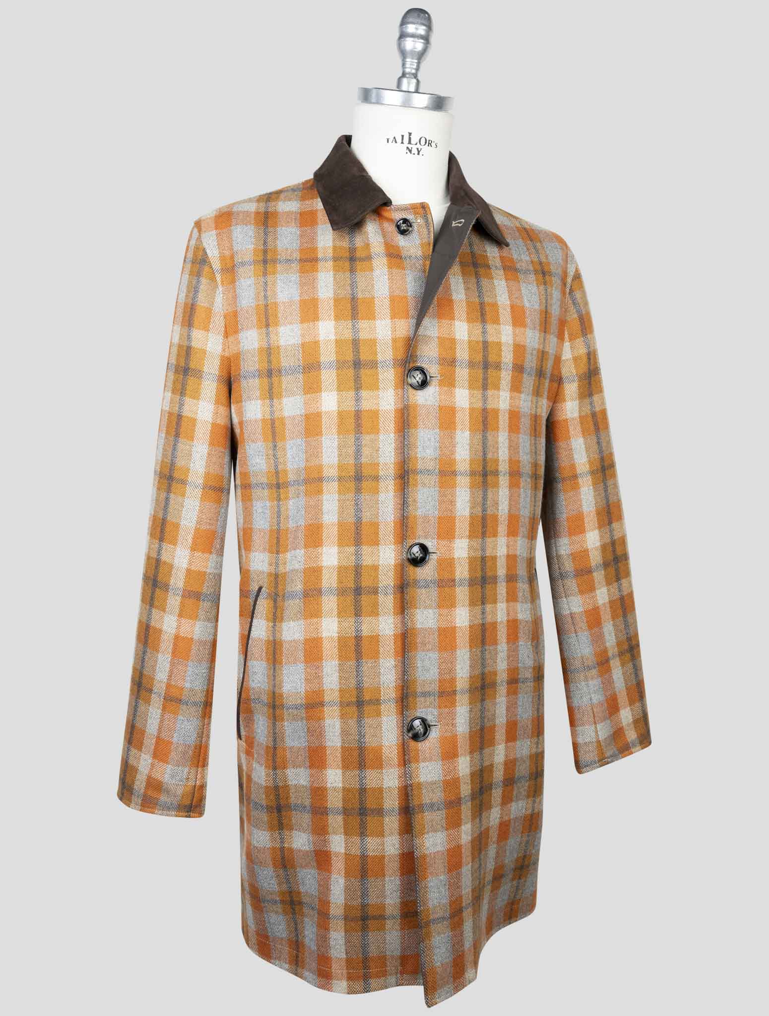 kiton Multicolor Cashmere Virgin Wool Pl Overcoat Reverse