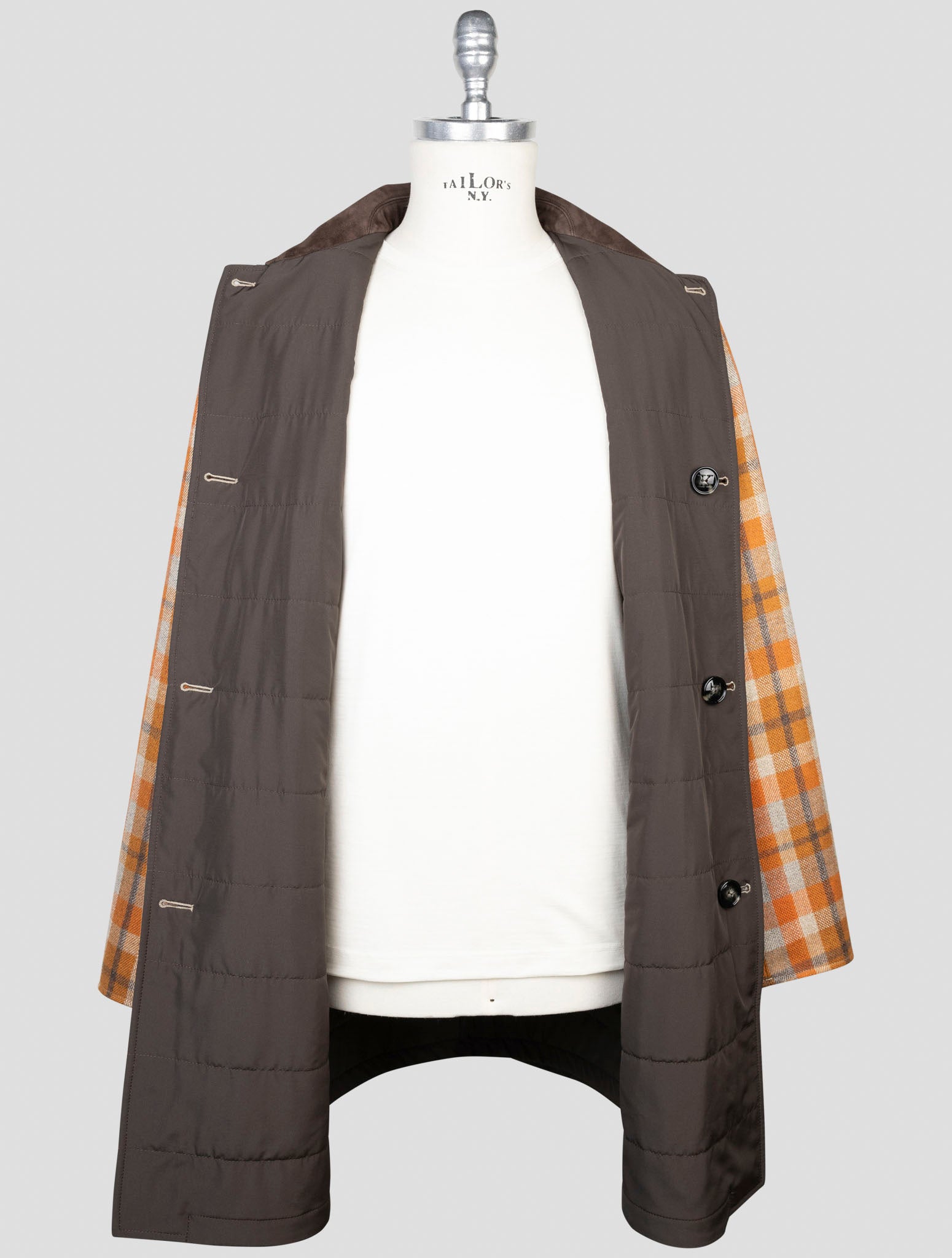 kiton Multicolor Cashmere Virgin Wool Pl Overcoat Reverse