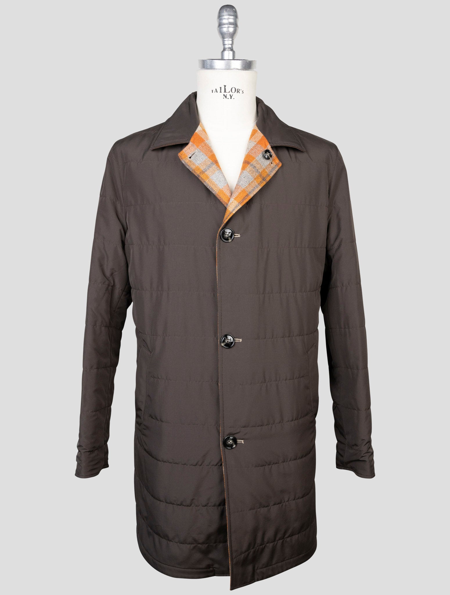 kiton Multicolor Cashmere Virgin Wool Pl Overcoat Reverse