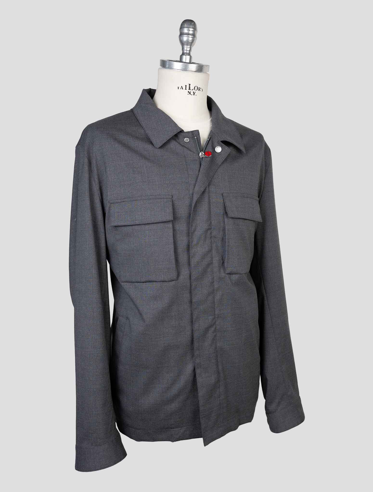 kiton Gray Virgin Wool Pa Ea  Coat