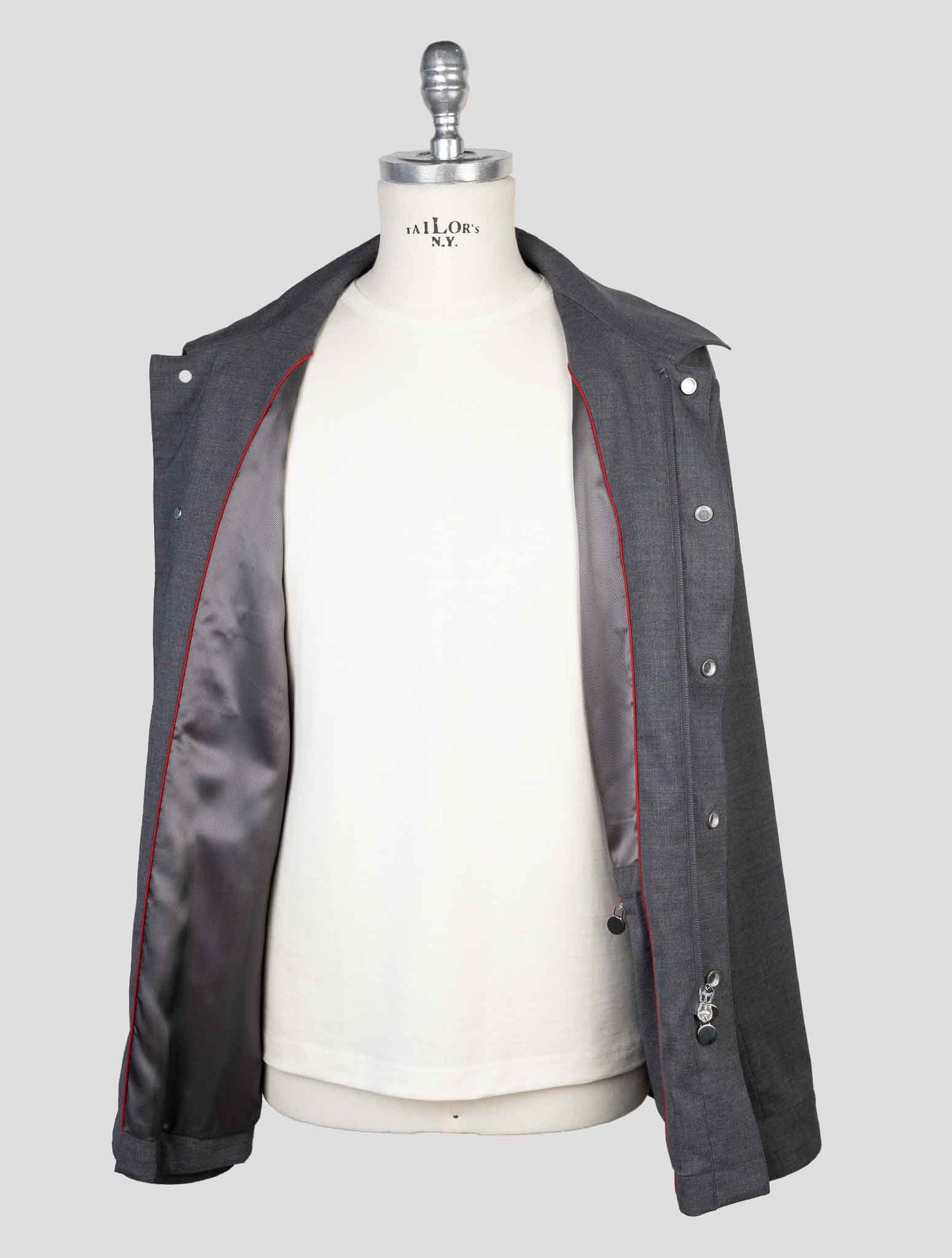 kiton Gray Virgin Wool Pa Ea  Coat