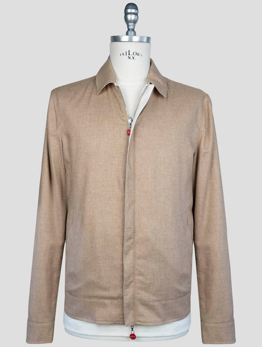 Kiton Brown Beige Silk Cashmere Wool Pl Silk Ea Reverse Coat