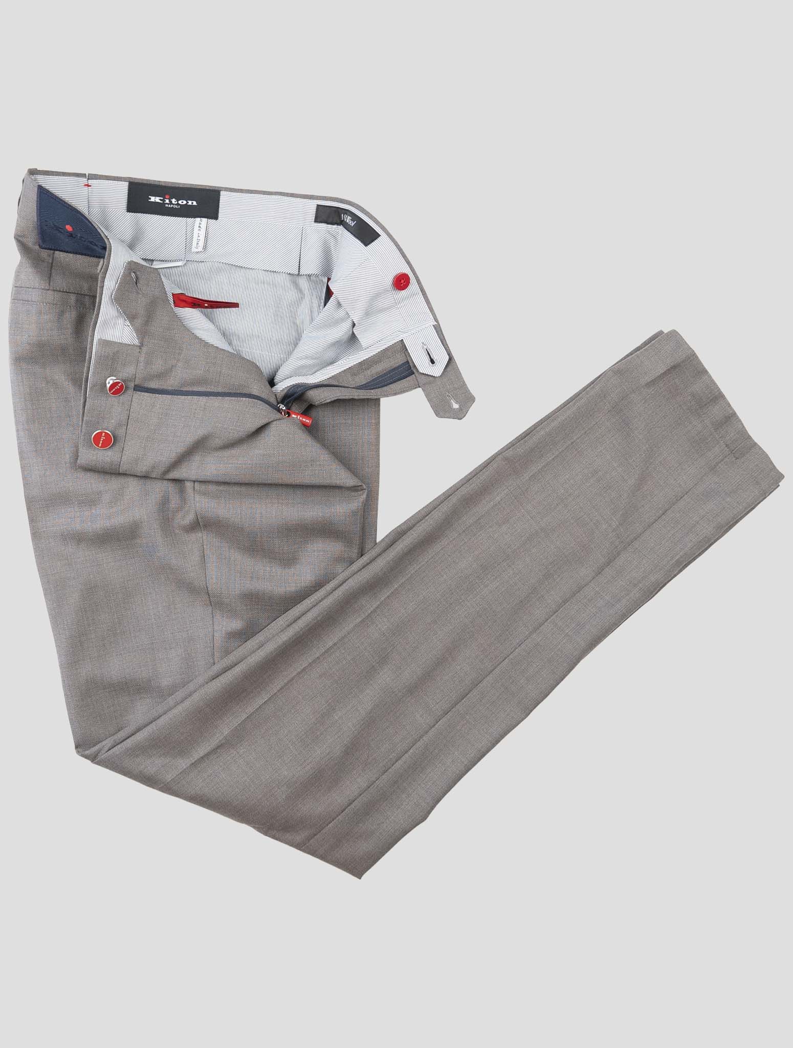 Kiton Brown Wool Dress Pants