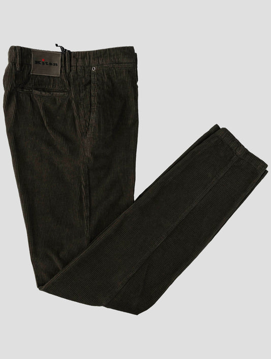 Kiton Dark Green Cotton Velvet Pants