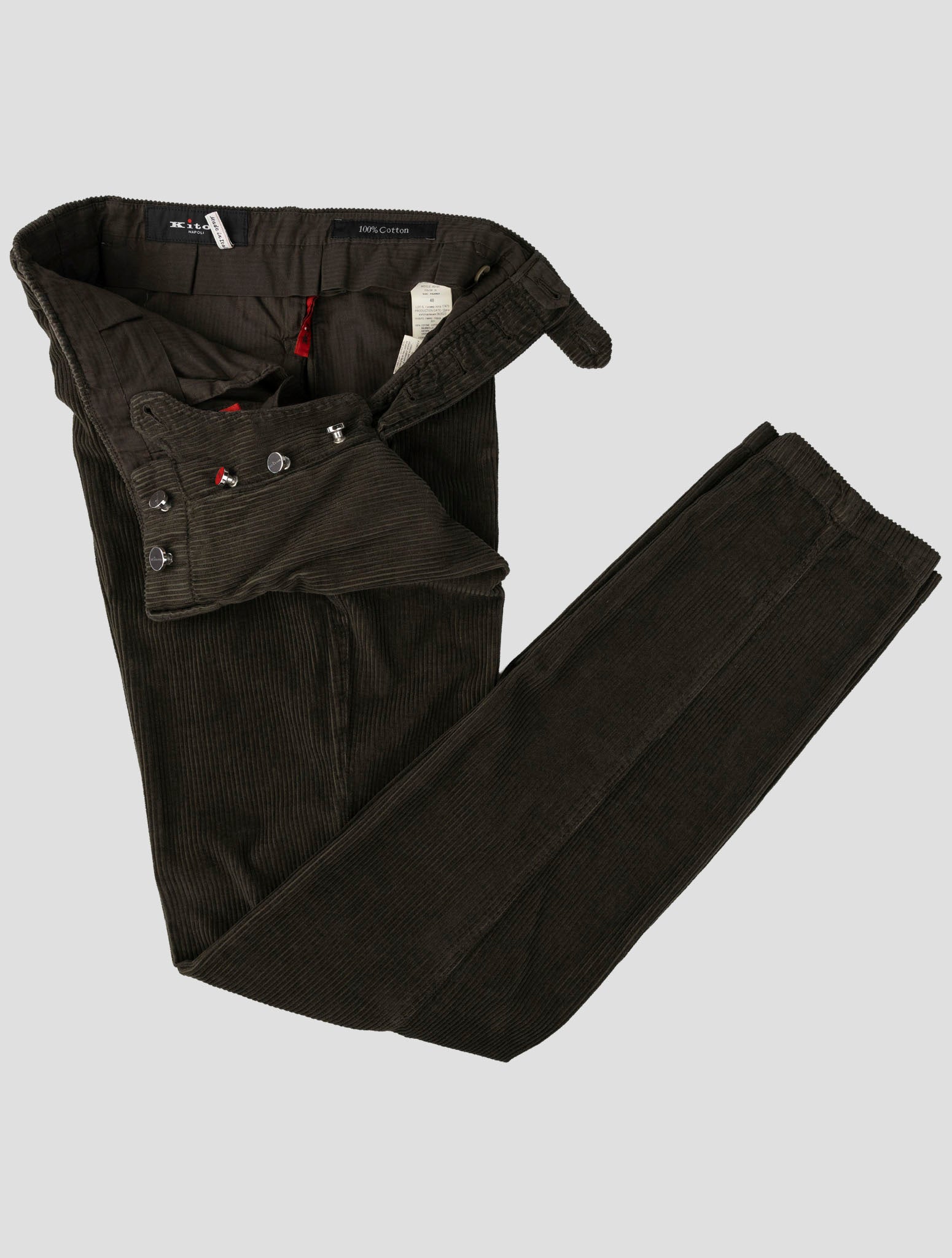 Kiton Dark Green Cotton Velvet Pants