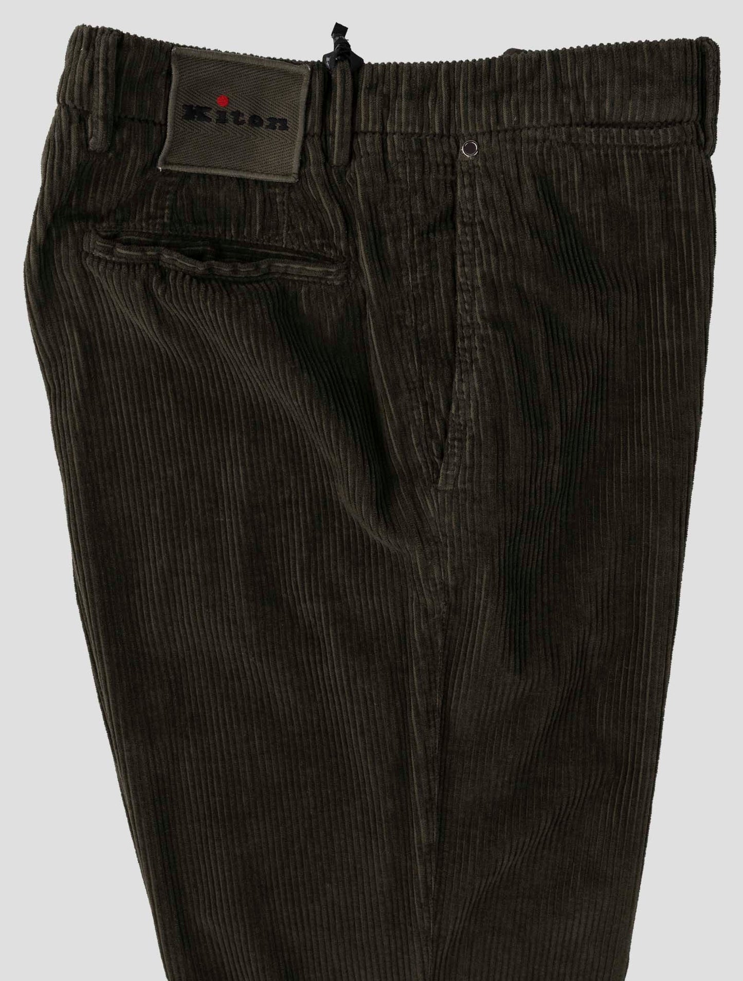 Kiton Dark Green Cotton Velvet Pants