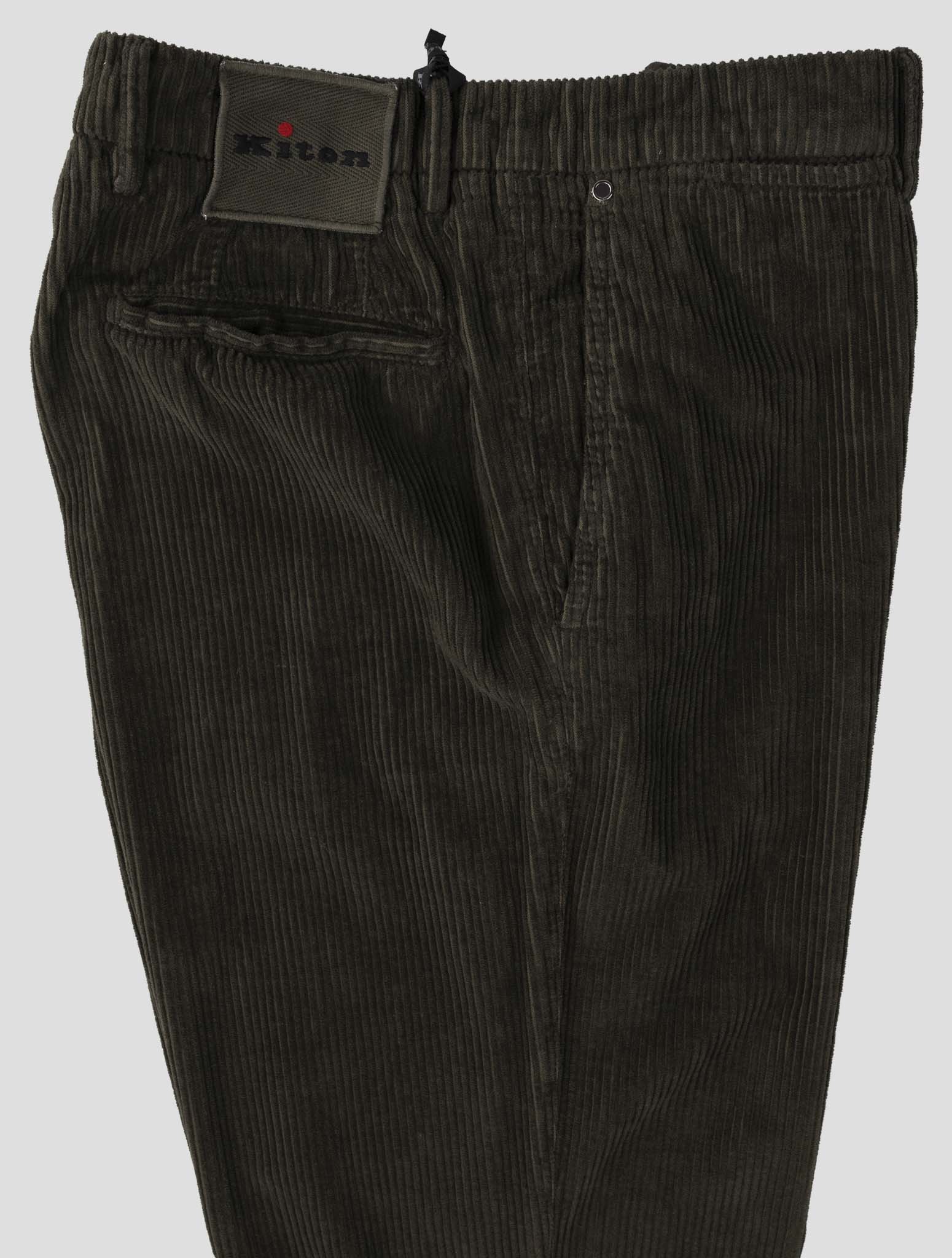 Kiton Dark Green Cotton Velvet Pants