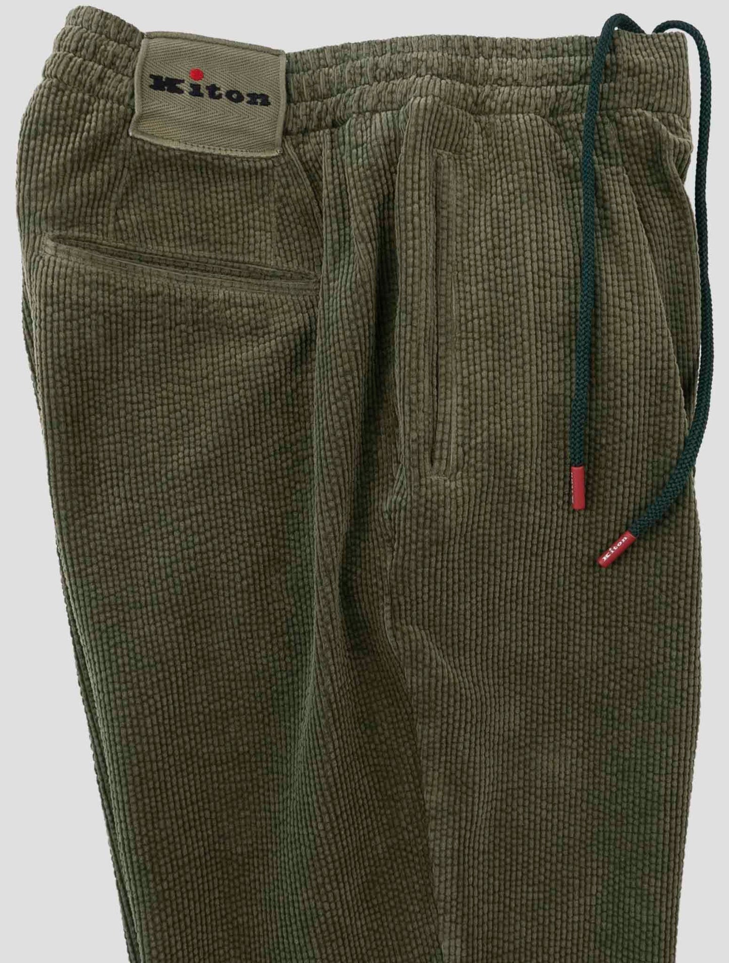 Kiton Green Cotton Ea Velvet Pants