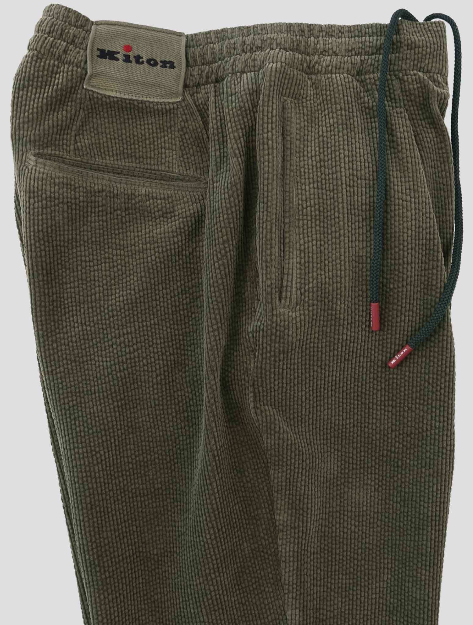 Kiton Green Cotton Ea Velvet Pants
