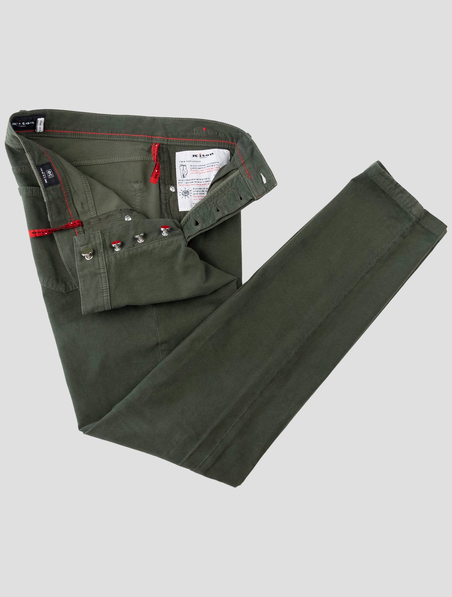 Kiton Green Cotton Wool Ea Pants