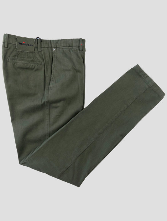 Kiton Green Cotton Cashmere Pants