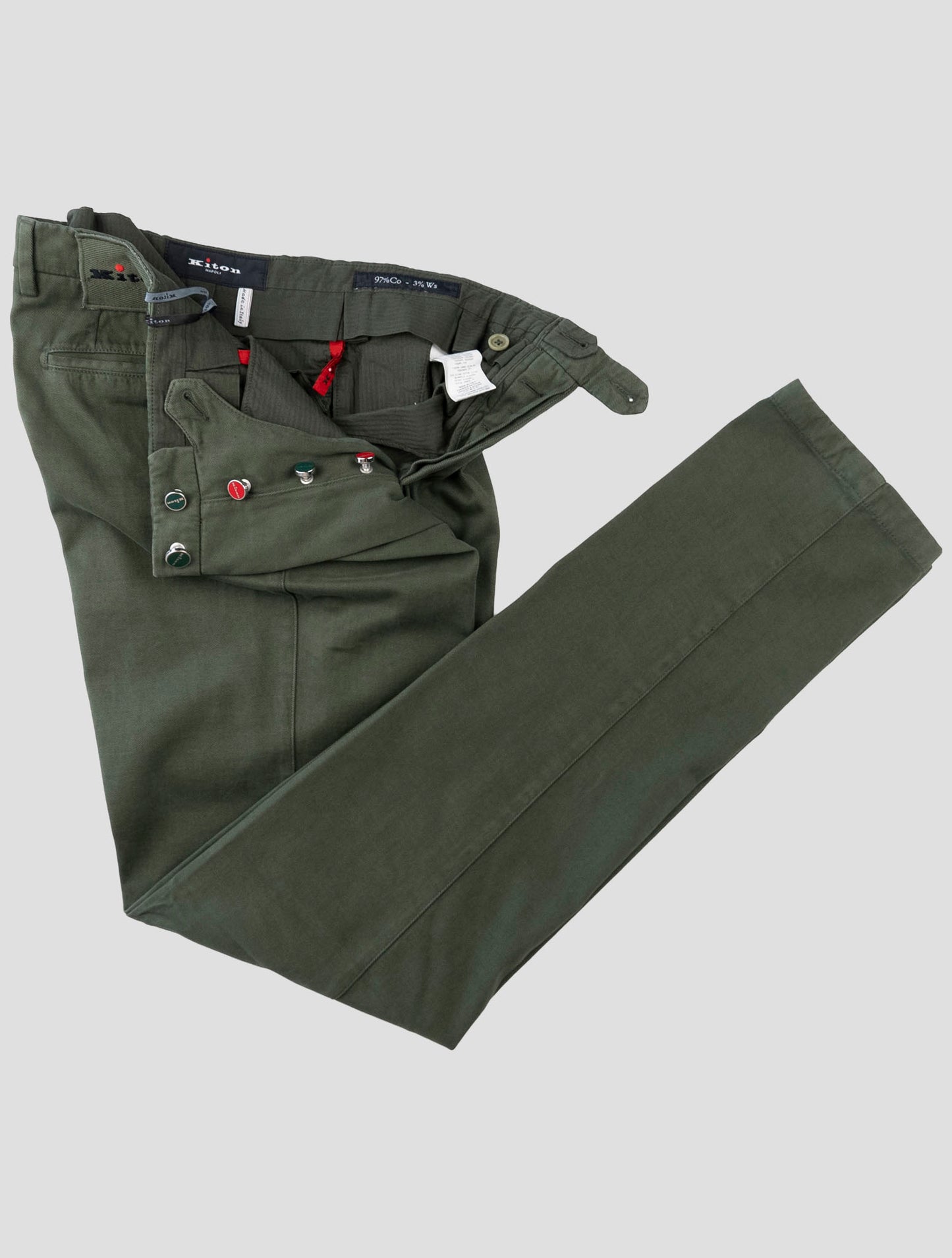 Kiton Green Cotton Cashmere Pants