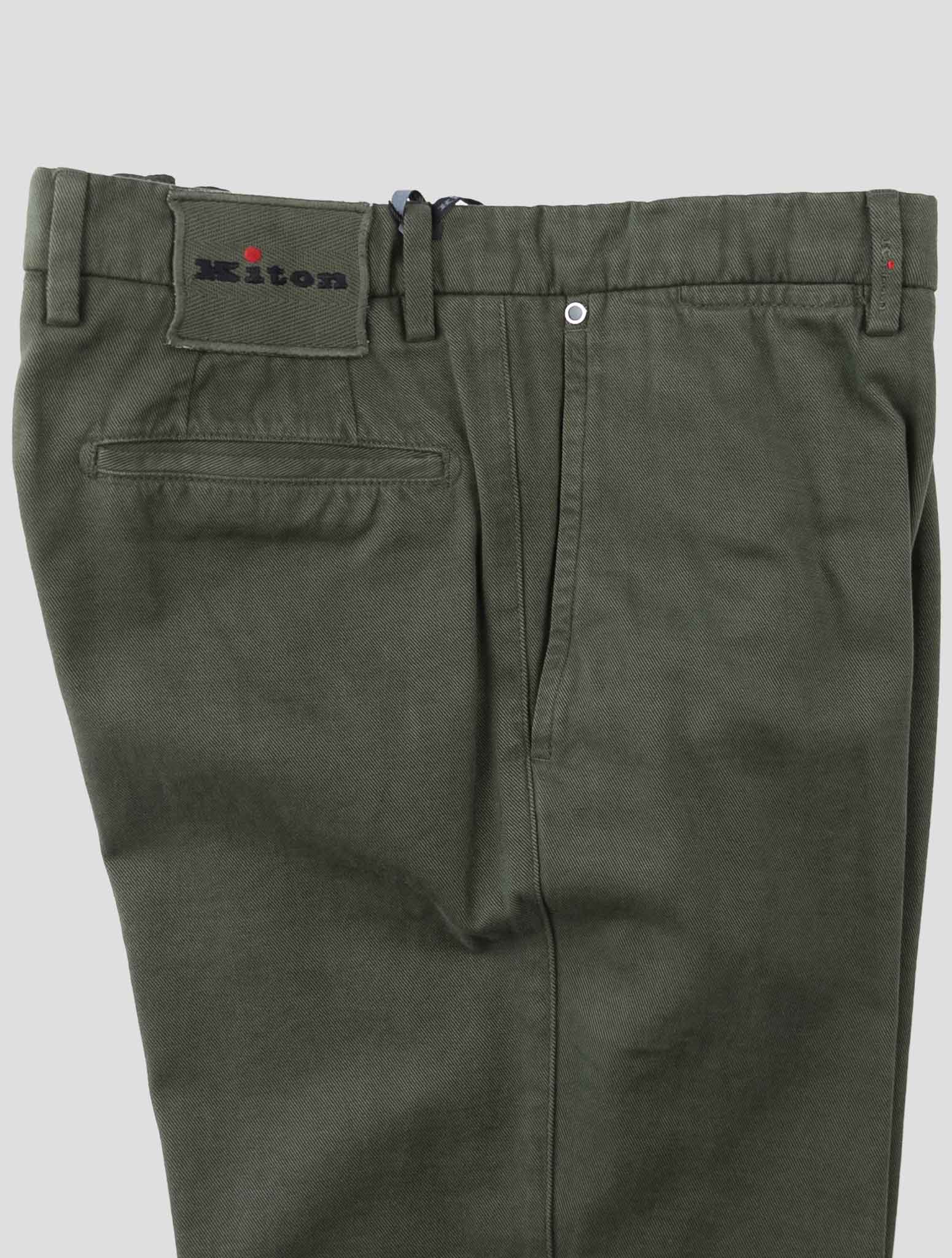 Kiton Green Cotton Cashmere Pants
