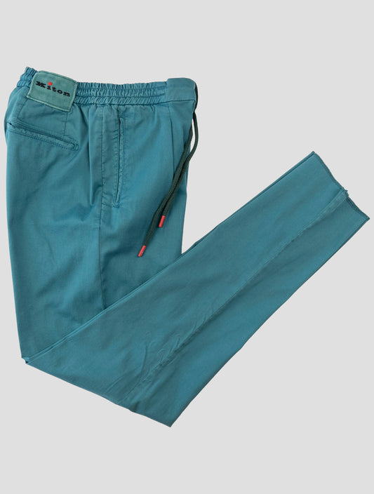 Kiton Green Cotton Silk Ea Pants