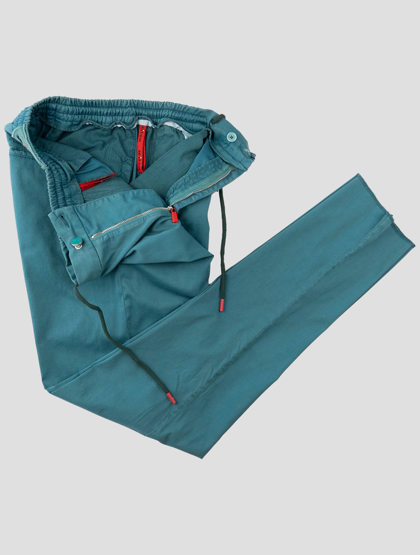 Kiton Green Cotton Silk Ea Pants