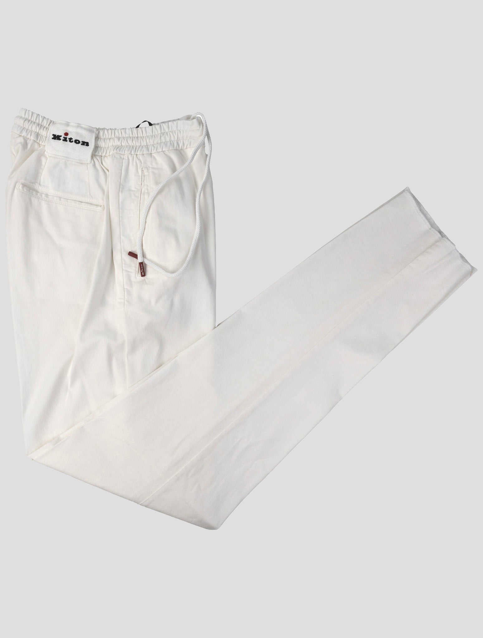 Kiton White Cotton Silk Ea Pants