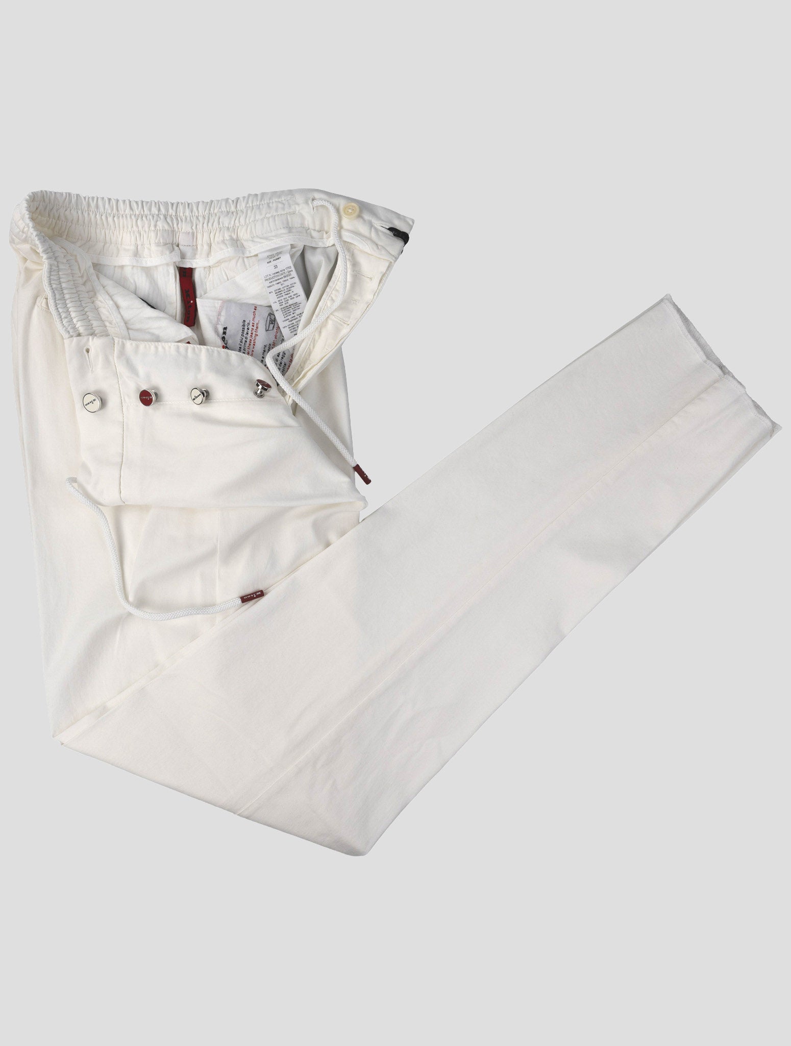 Kiton White Cotton Silk Ea Pants