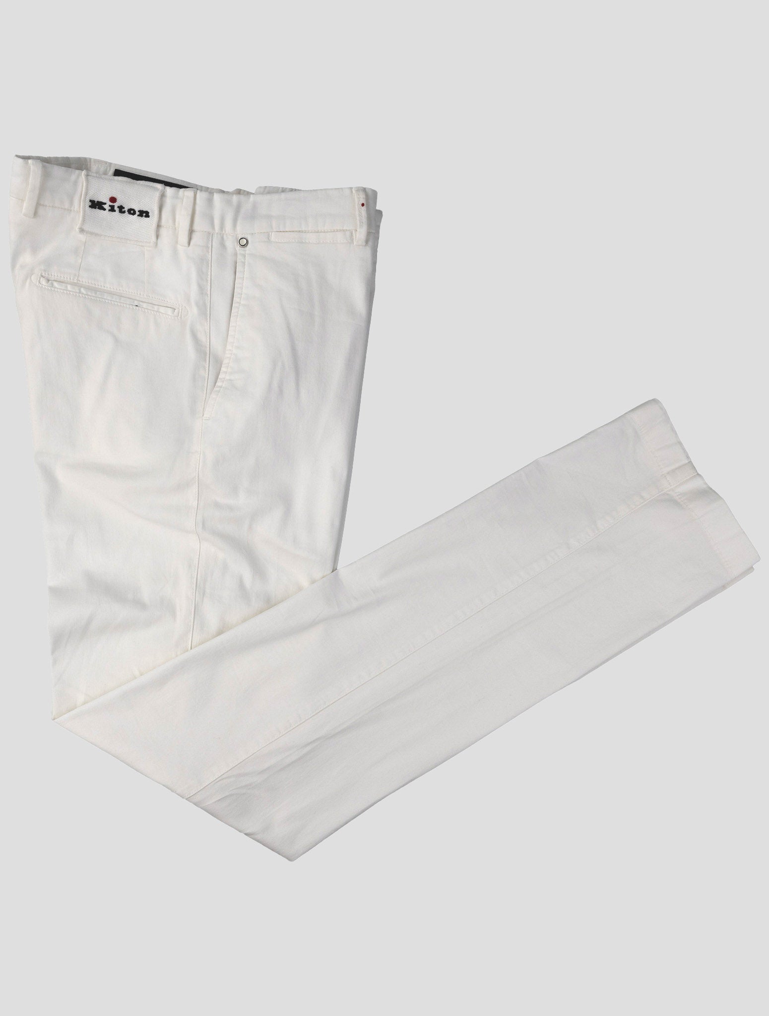 Kiton White Cotton Silk Ea Pants