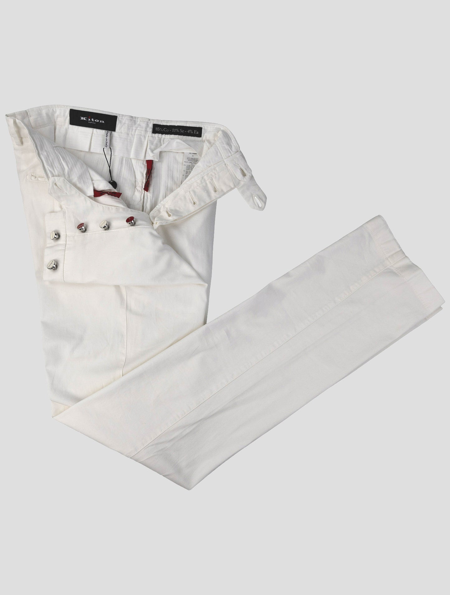 Kiton White Cotton Silk Ea Pants