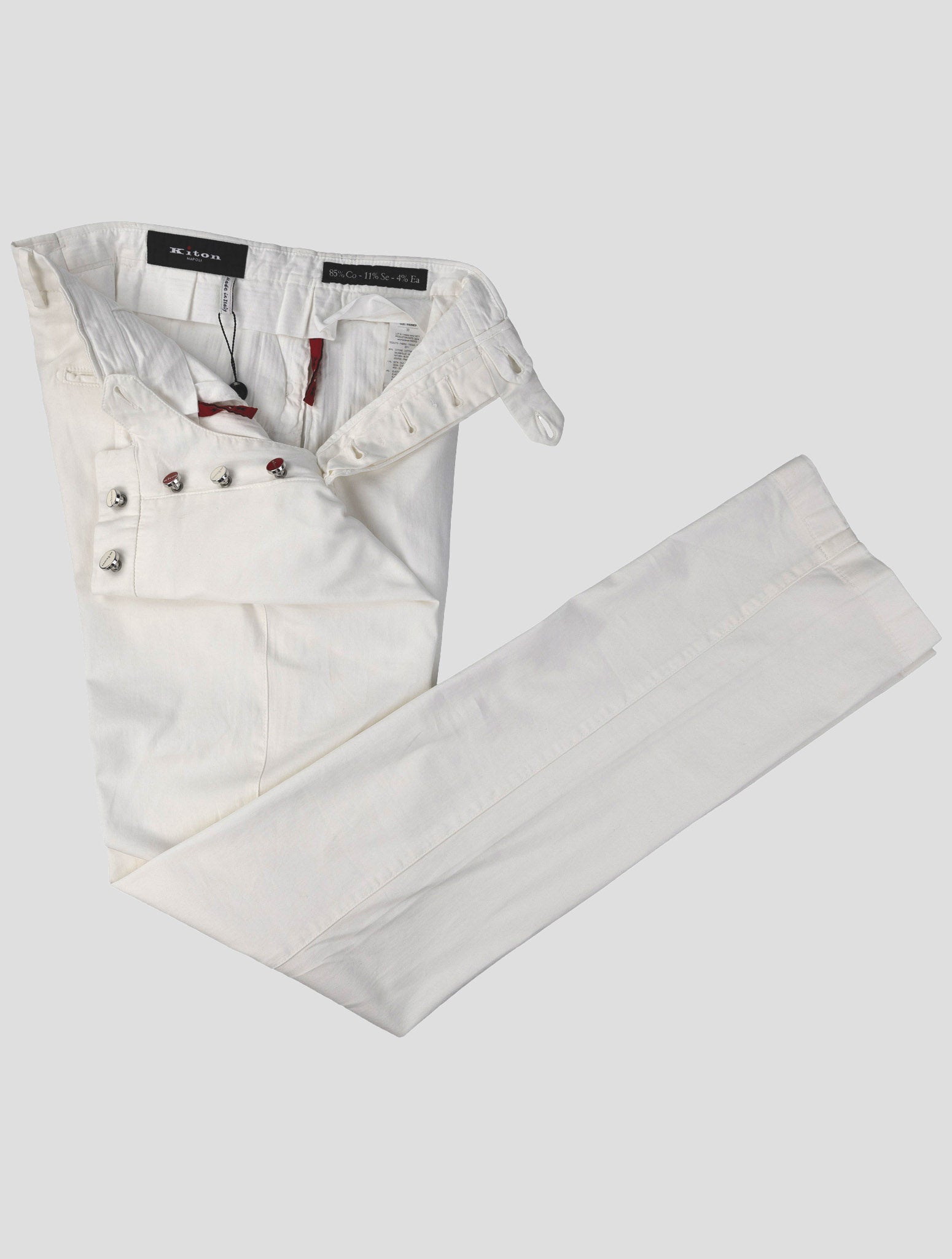 Kiton White Cotton Silk Ea Pants