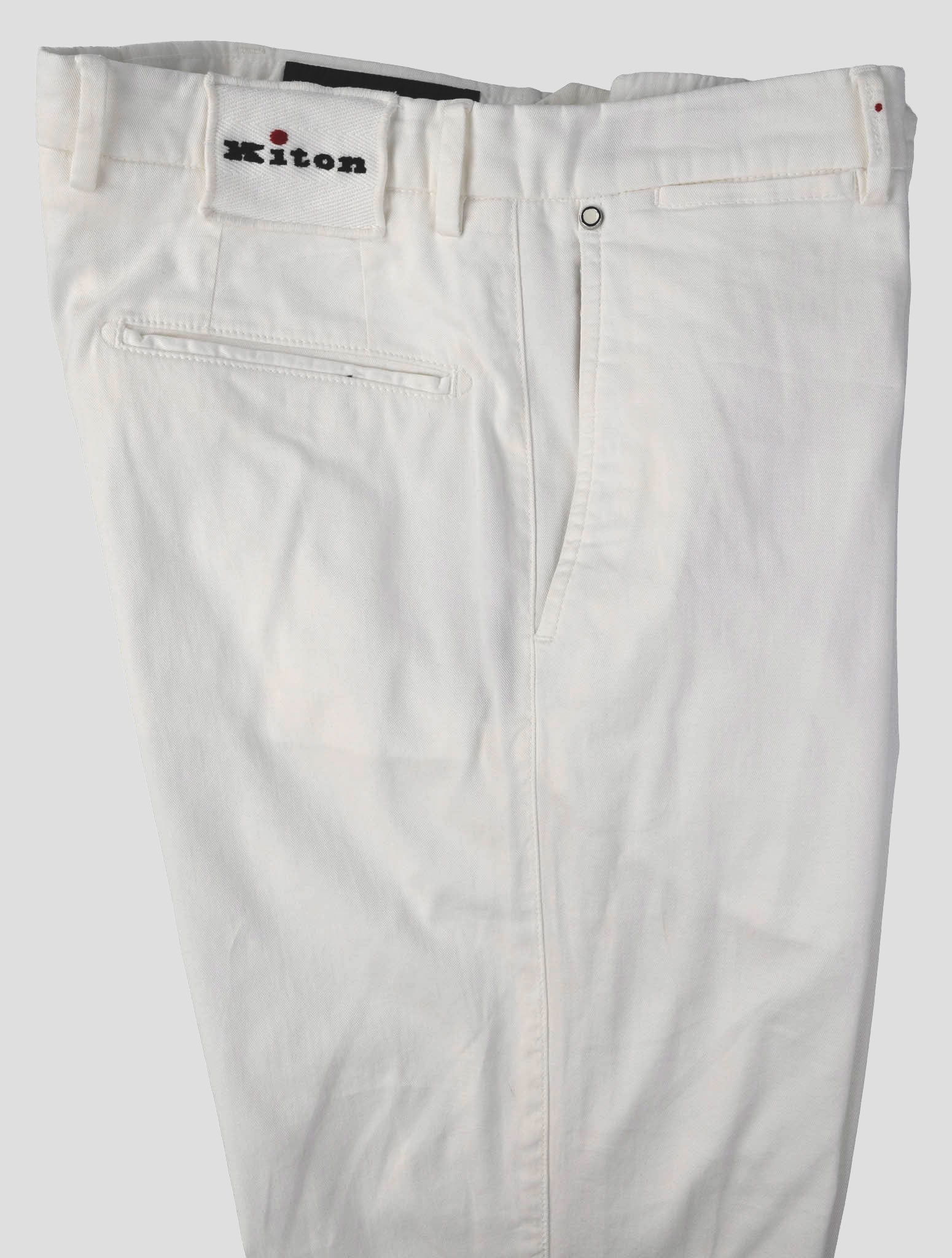 Kiton White Cotton Silk Ea Pants