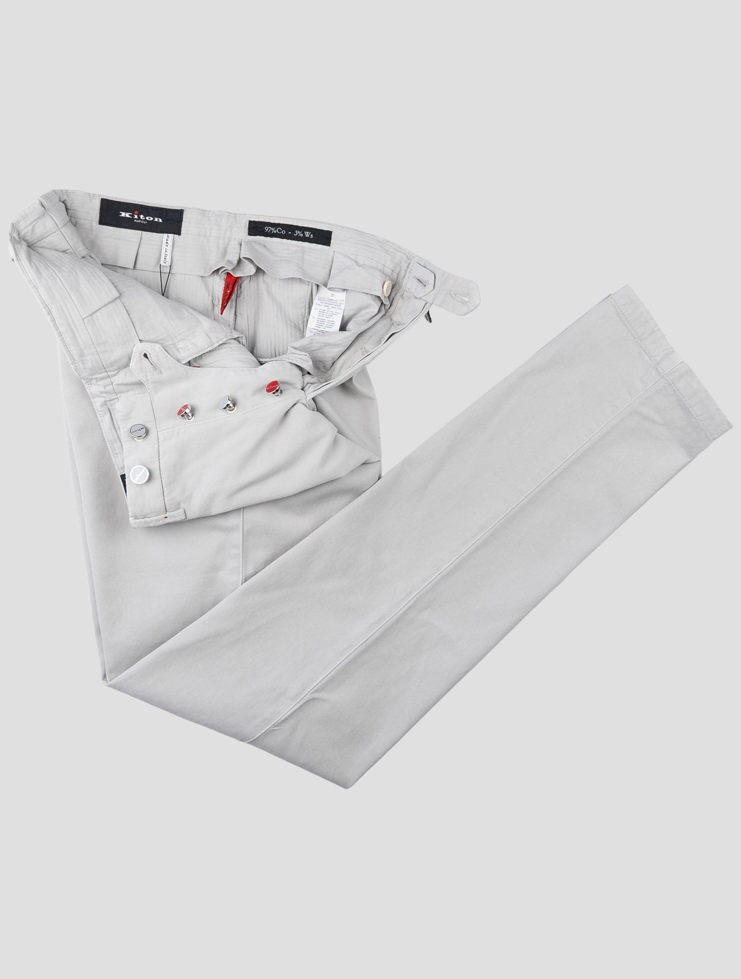 Kiton Gray Cotton Cashmere Pants
