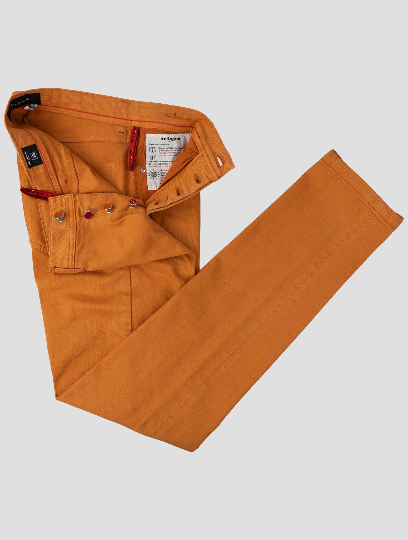 Kiton Orange Cotton Ea Pants