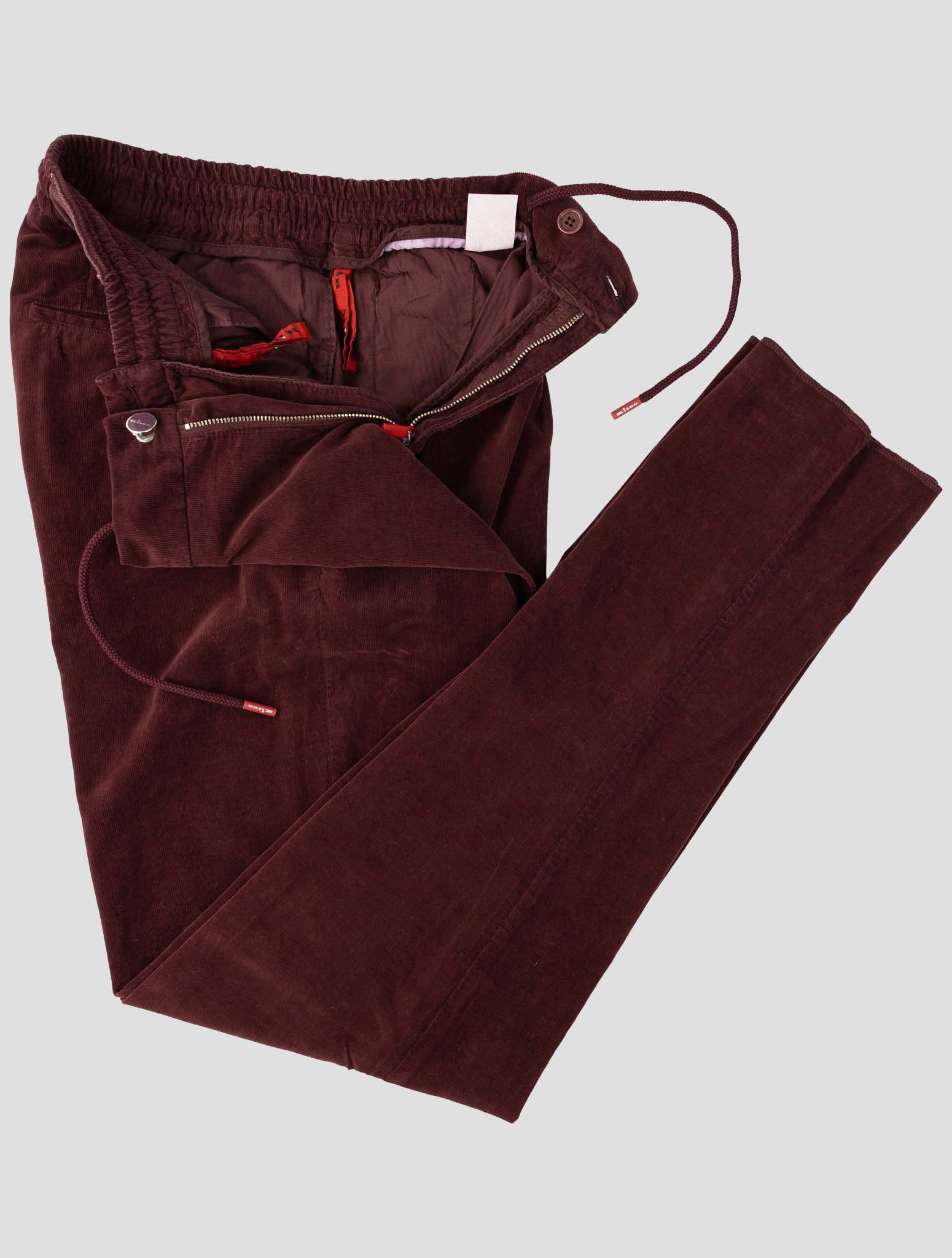 Kiton Burgundy  Cotton Silk Velvet Pants