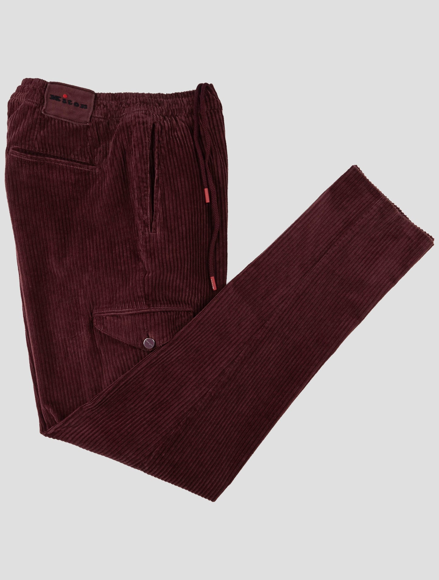 Kiton Burgundy Cotton Ea Cargo Vlvet Pants