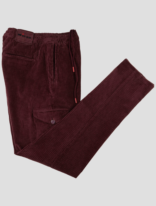 Kiton Burgundy Cotton Ea Cargo Vlvet Pants