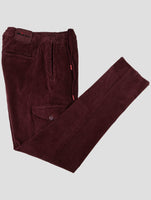 Kiton Burgundy Cotton Ea Cargo Vlvet Pants