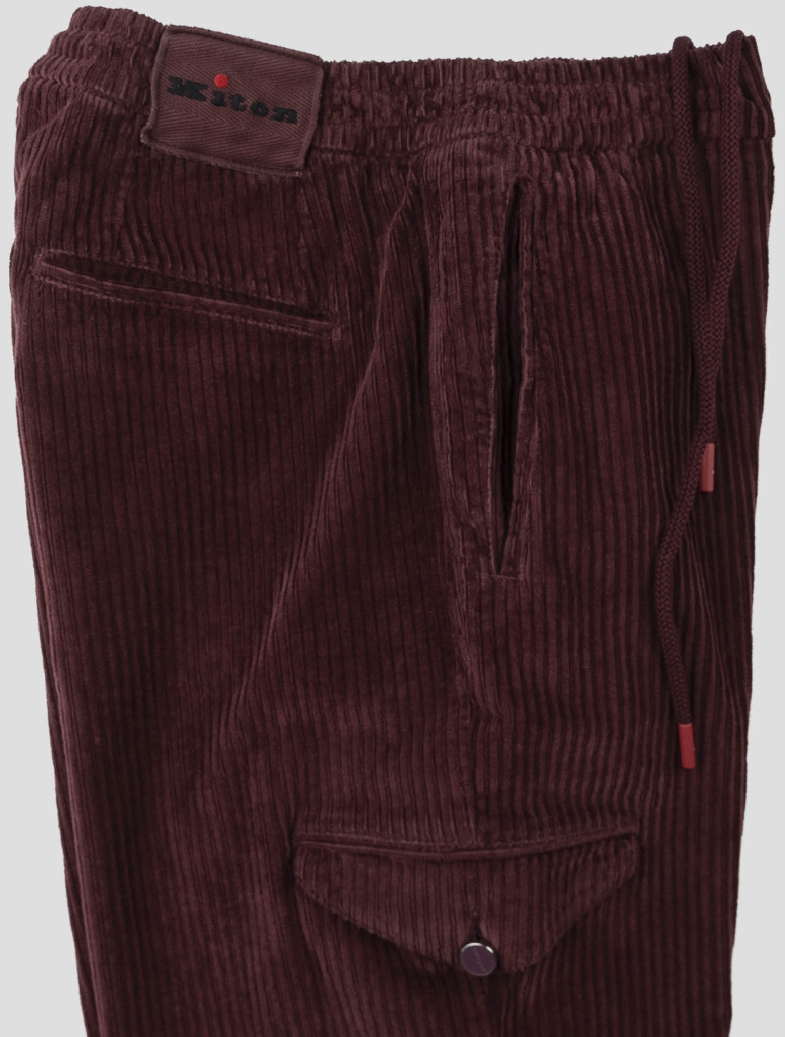 Kiton Burgundy Cotton Ea Cargo Vlvet Pants