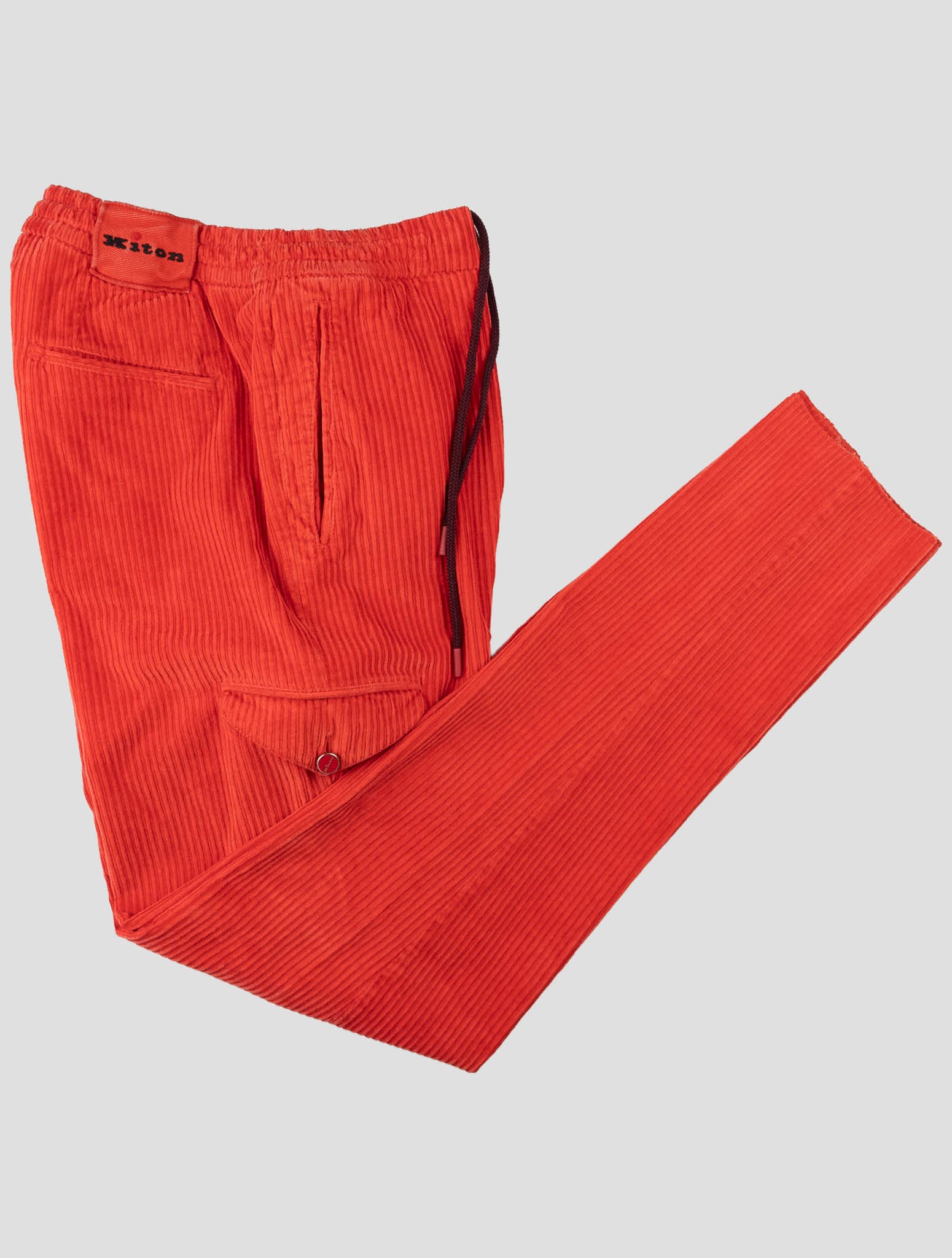 Kiton Red Cotton Ea Cargo Vlvet Pants
