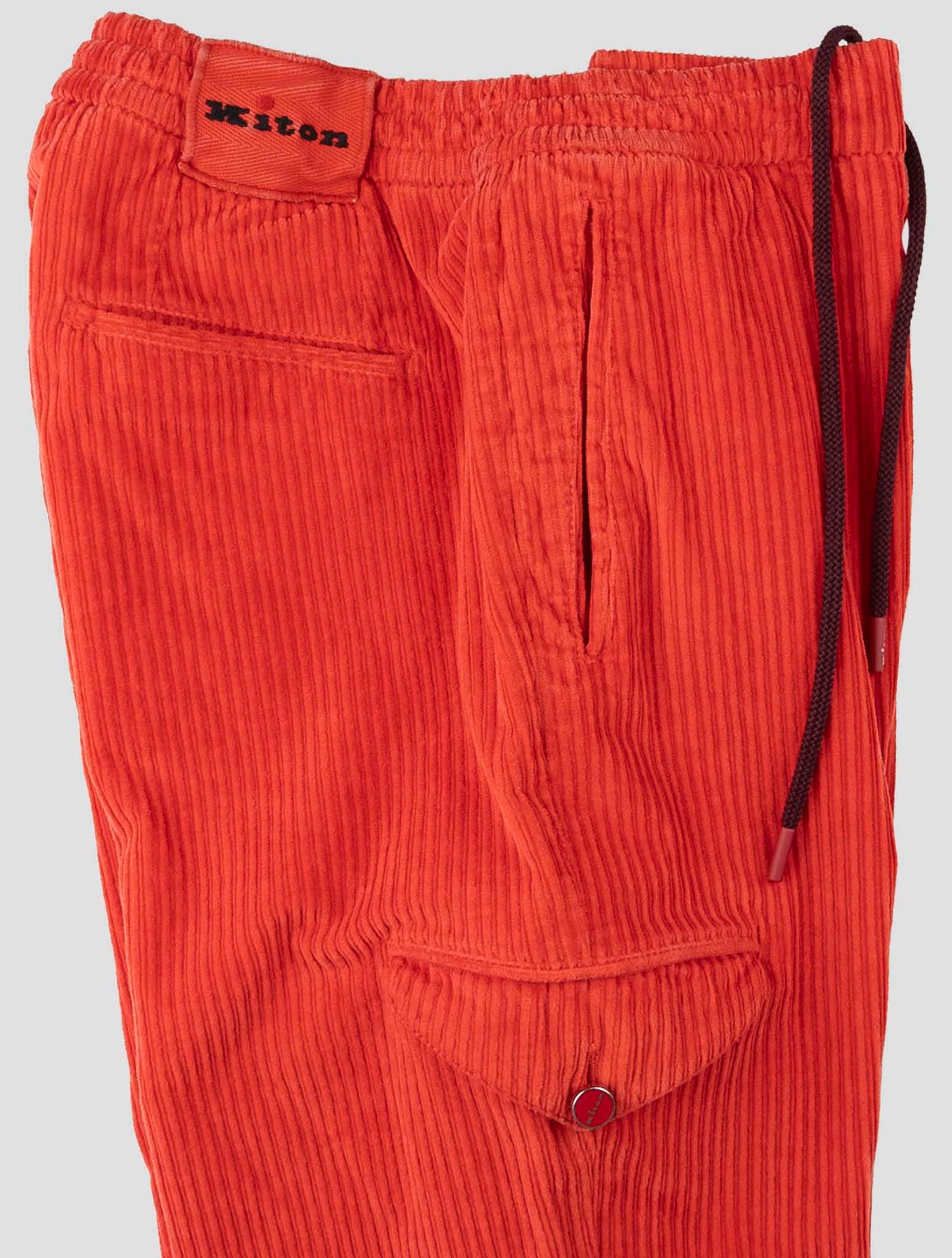 Kiton Red Cotton Ea Cargo Vlvet Pants