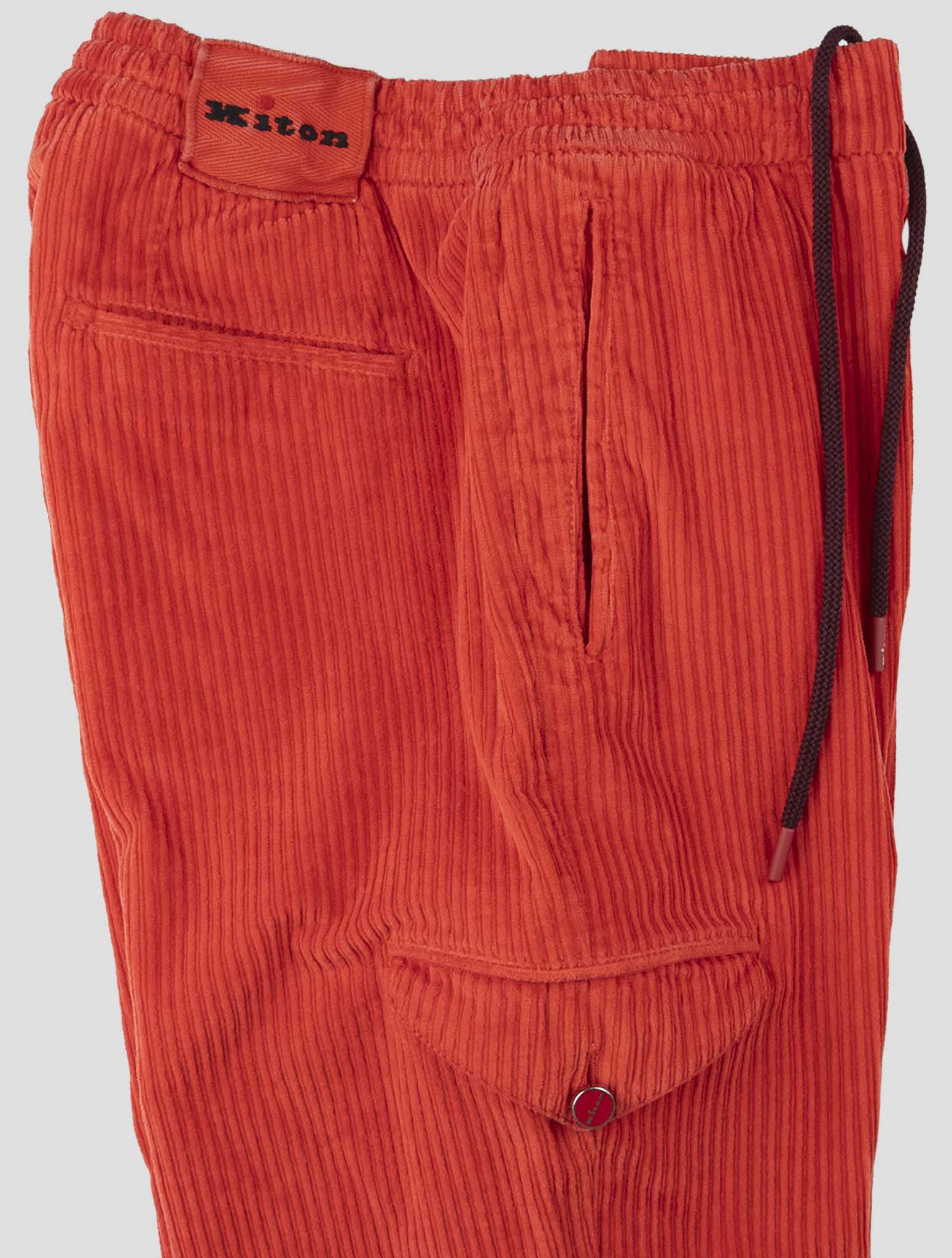 Kiton Red Cotton Ea Cargo Vlvet Pants