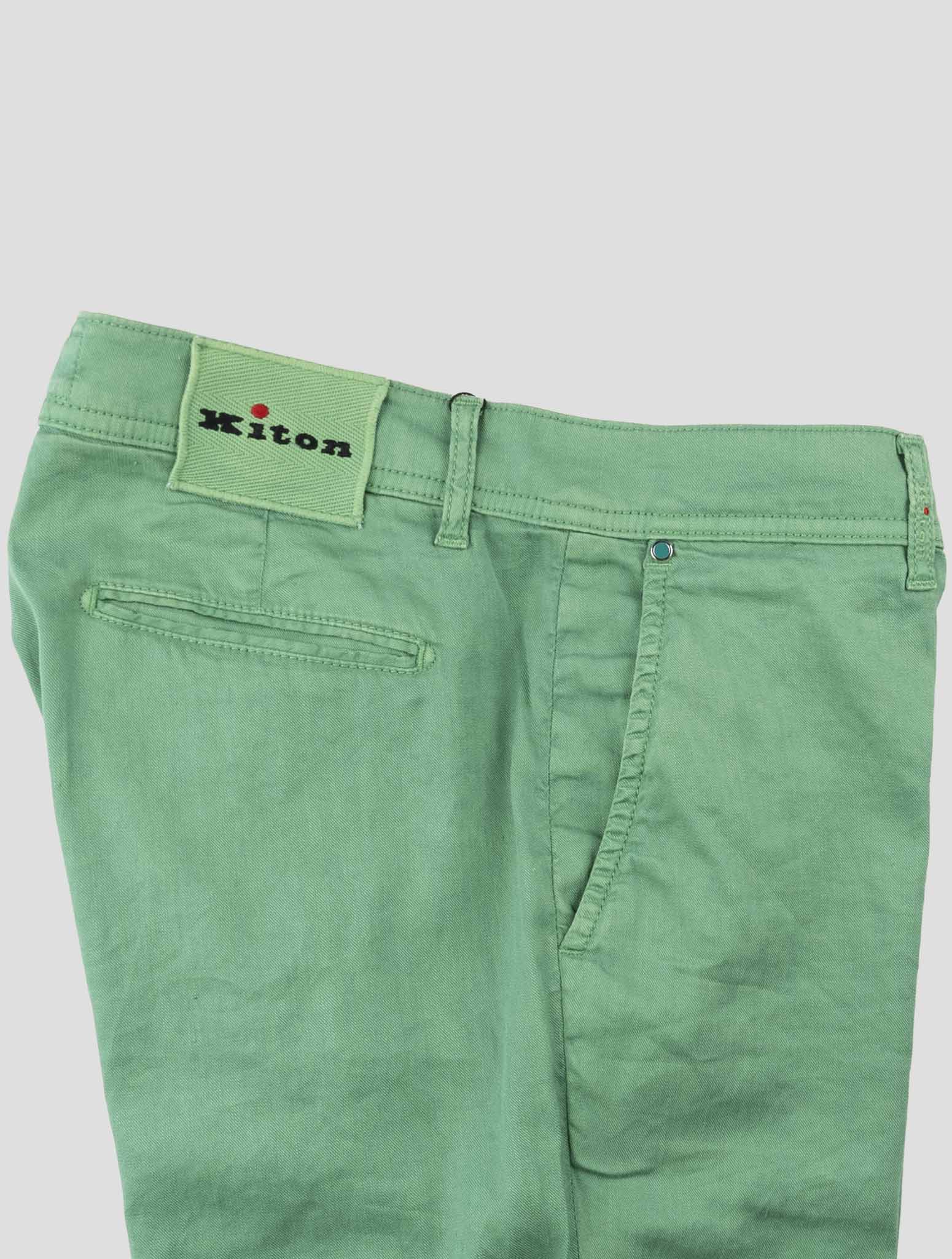Kiton Green Linen Cotton Ea Short Pants