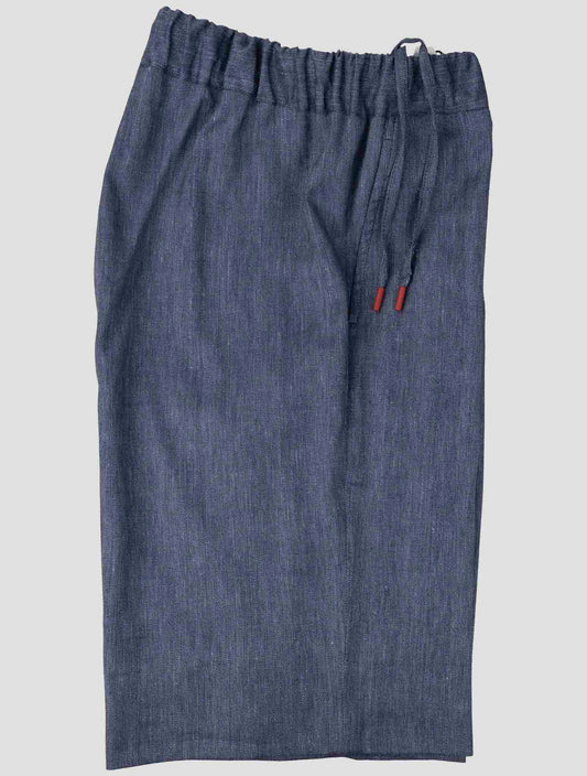 Kiton Blue Linen Cashmere Silk Pa Ea Short Pants