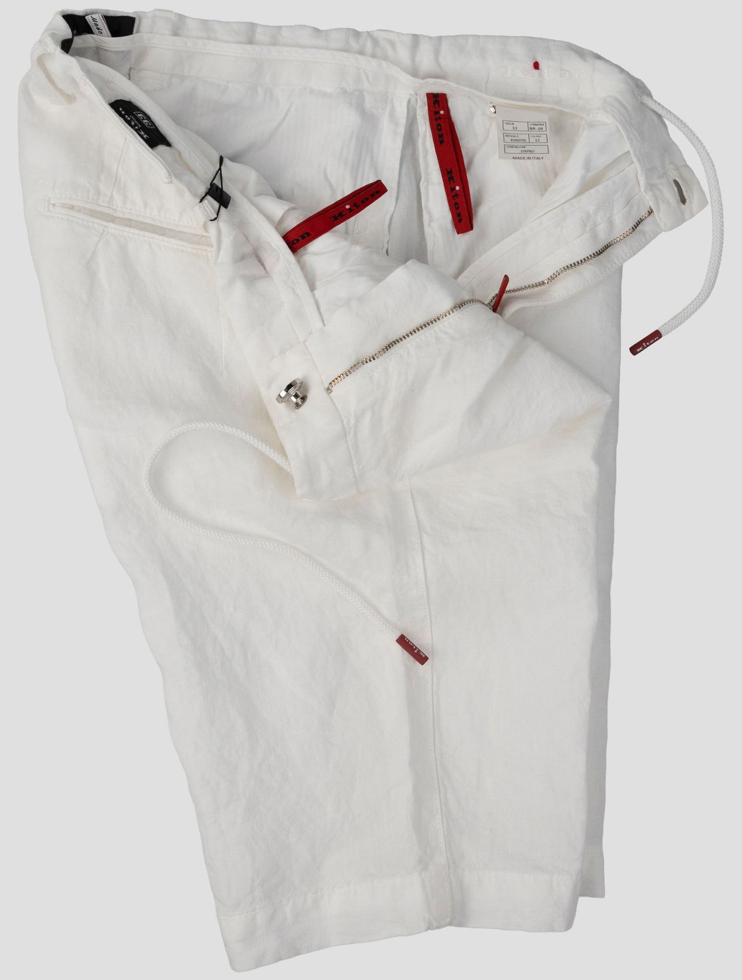 Kiton White Linen Short Pants
