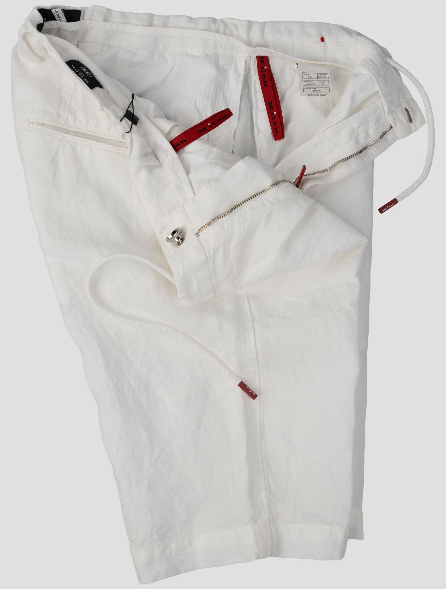 Kiton White Linen Short Pants