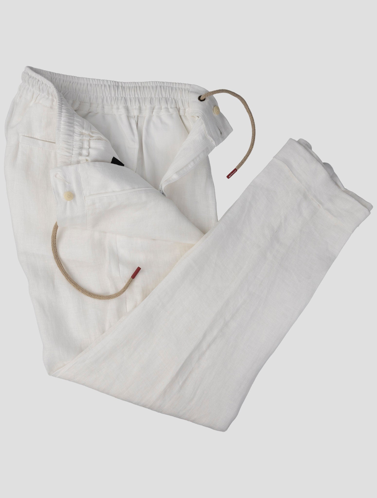 Kiton White Linen Pants