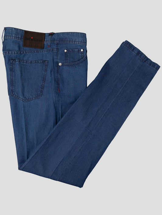 Kiton Blue Cotton Linen Jeans