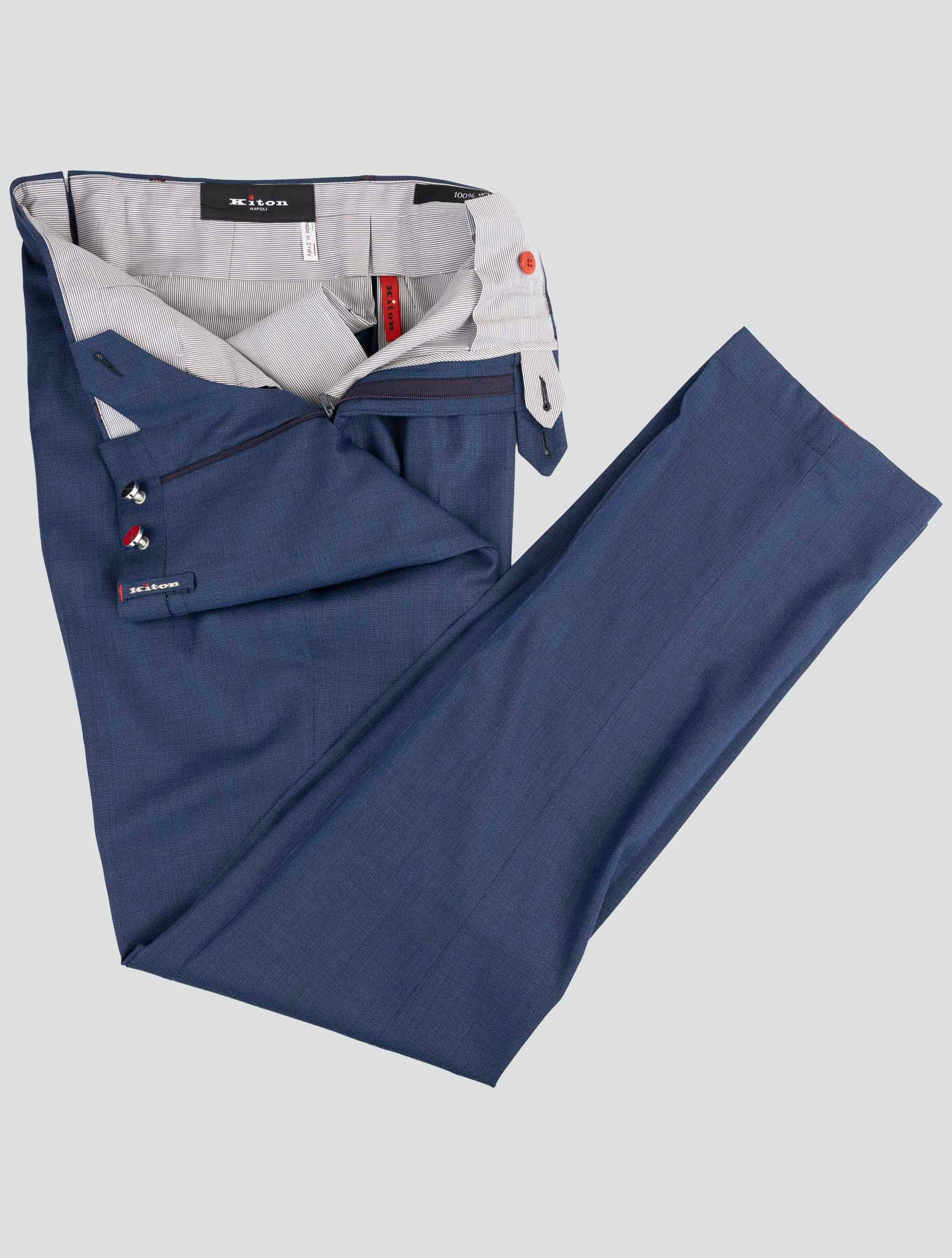 Kiton Blue Virgin Wool Pants
