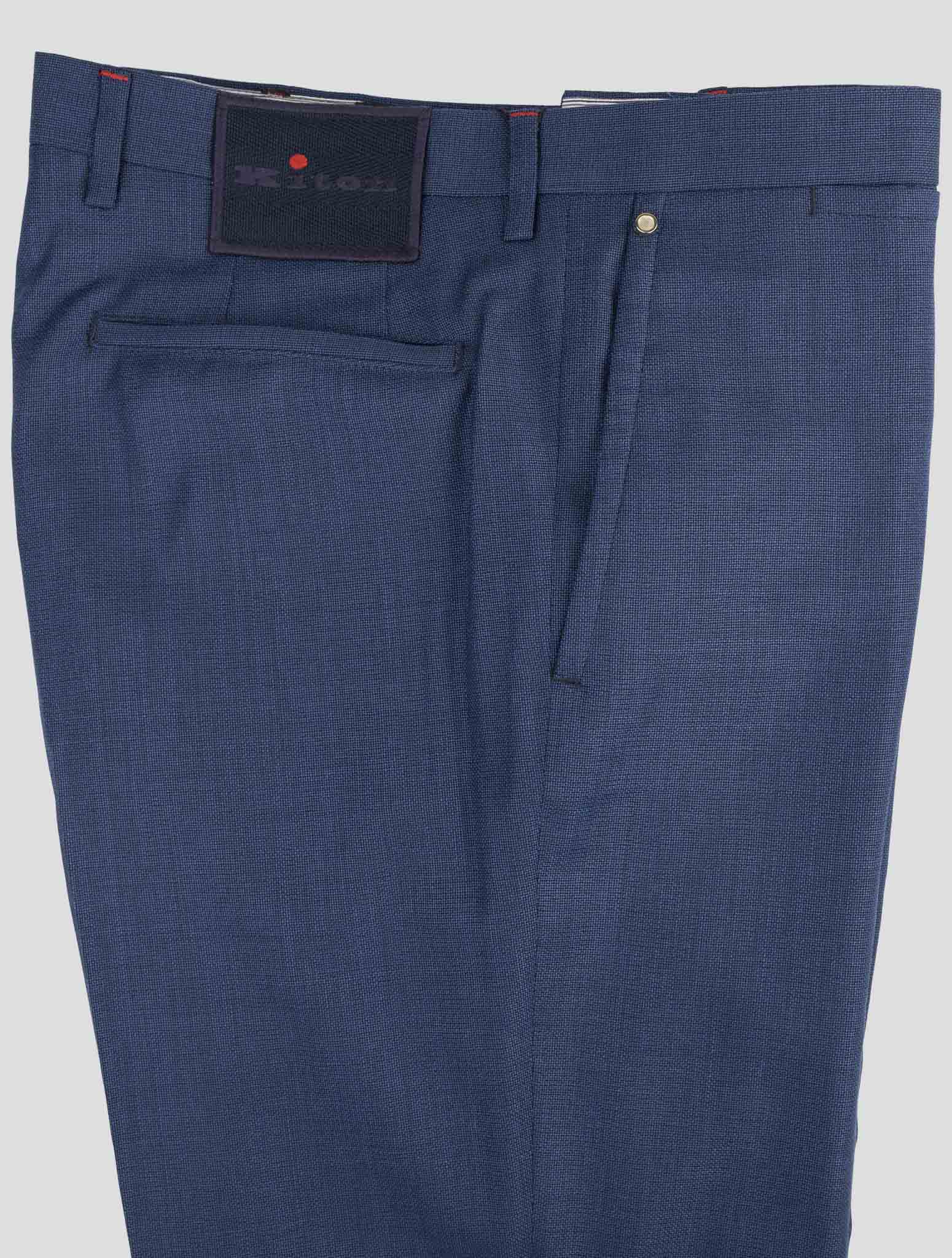 Kiton Blue Virgin Wool Pants